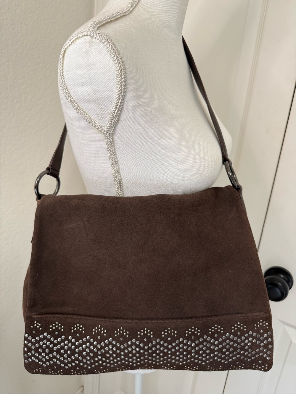 Via Spiga Y2K Brown Suede Shoulder Bag